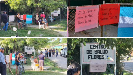 Protesta en el Centro de Salud en la aldea de Flores, Villa de San Antonio, Comayagua.