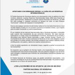 Comunicado del partido Nacional referente a las Reservas Internacionales