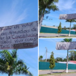 Pancarta en contra del partido LIBRE