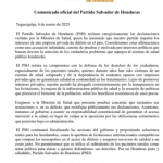 Comunicado Partido Salvador de Honduras (PSH)