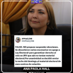 La consejera del CNE, Ana Paola Hall negó haber propuesto suspender las elecciones “FALSO. NO propuse suspender elecciones”