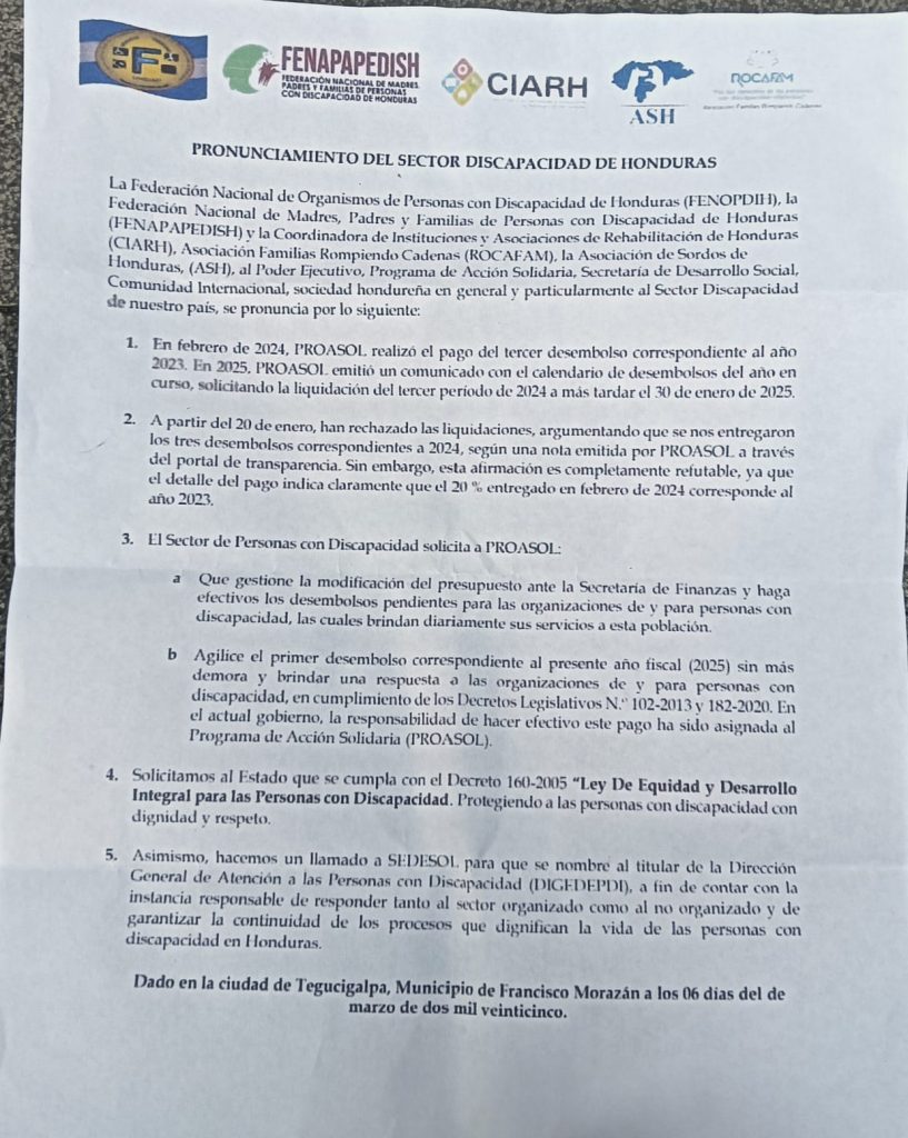 ¡Plantón en el CCG! Personas con discapacidad exigen al gobierno desembolsos de 2024